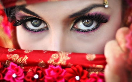 Beautiful eyes - make-up, woman, red, girl, eyes, beauty