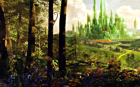 Oz the Great and Powerful (2013) - oz the great and powerful, movie, castle, green, tree, fantasy, world