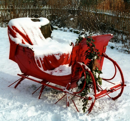 Christmas sleigh - winter, snow, christmas, sleigh