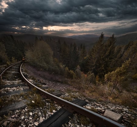 The train is coming - clouds, train, nature, beautiful