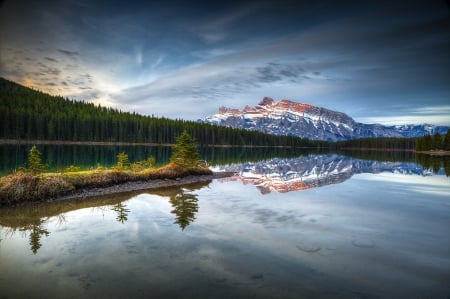 Winter - lake - winter, lake, forest, mountain