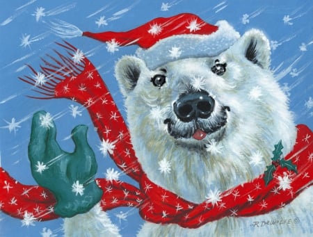 Winter really is a blast - winter, polar bear, snow, christmas