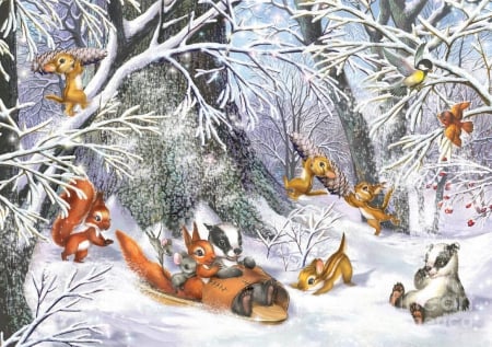 Shoe sledge - animals, winter, cute, fun, snow