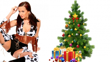 Chaps For Christmas - women, fun, Christmas Tree, female, chaps, fashion, models, western, girls, cowgirls, style, holiday