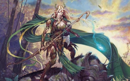 Elf - woman, elf, girl, green, fantasy