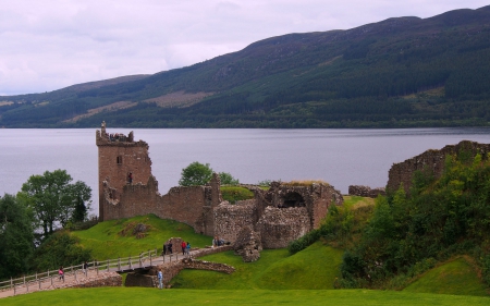 Urquhart Castle on Loch Ness, Scotland - lake, castle, scotland, medieval