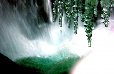 ICICLES - winter, water, frozen, falls