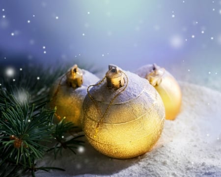 Christmas Decoration - gold, decor, balls, christmas