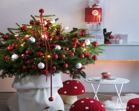 Christmas Decoration - style, decor, balls, table, christmas