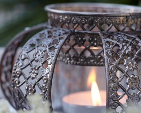 Candle - candle, light, container, silver