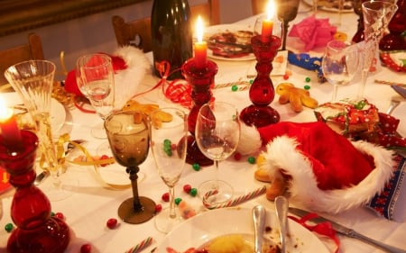 Christmas Dine - table, hat, dine, christmas