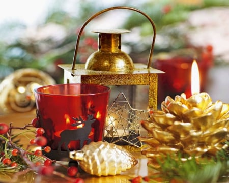 Merry Christmas - candle, Christmas, lantern, decor