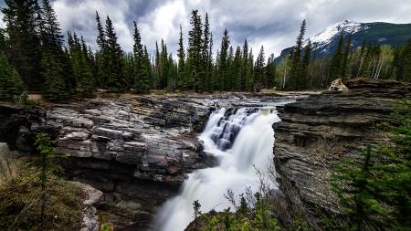 Waterfall - nature, mountains, trees, waterfall