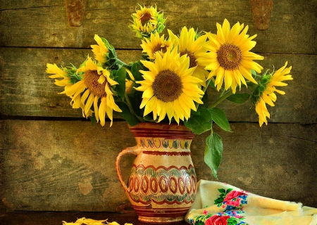 Still Life - jar, flowers, still life, yellow