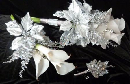 Winter wedding bouquet - flowers, white, winter, silver, wedding, bouquets