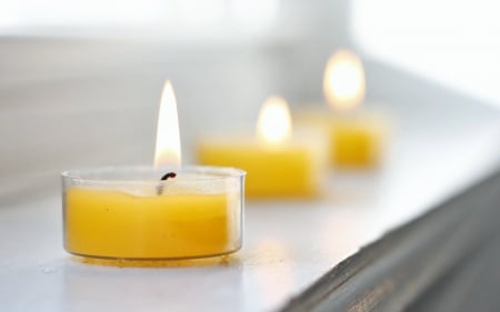 Candles - candles, atmosphere, light, yellow color