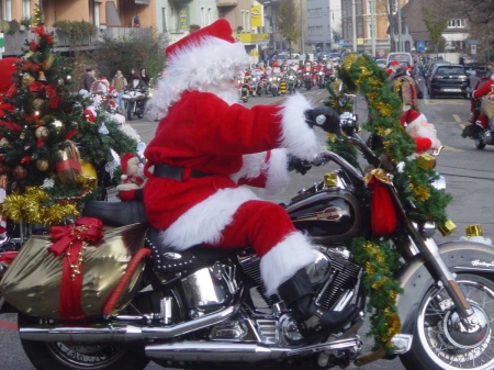 Harley Christmas - harley, motorcycle, christmas, santa claus