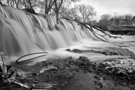 Down at the park - down at the park, park, water stream, winter pond, water flow