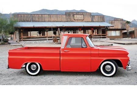 1966-Chevy-C10 - red, classic, truck, whitewalls