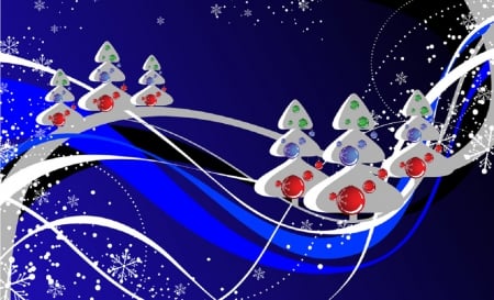 Winter's Charm - season, trees, greeting, wallpaper, cg, abstract, 3d, blue, card