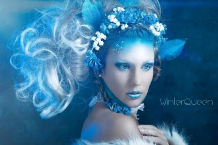 Beauty - winter, lady, queen, blue