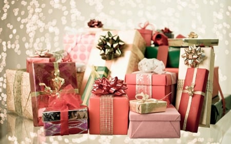 Christmas Gifts - boxes, Christmas, gifts, ribbons