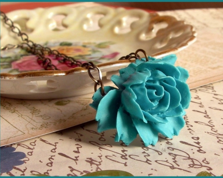 blue rose - rose with love letter, love letter, beautiful, rose, rise with love letter, blue rose