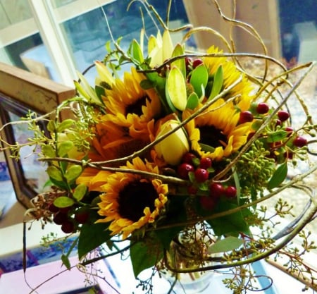 Bright Home♥ - sunflowers, yellow, bright, light, bouquet, home