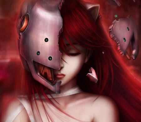 Lucy - dark, lucy, diclonius, anime, elfen lied, red hair