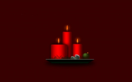 christmas candles - cone, candle, christmas, pine