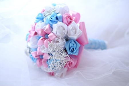 Bouquet of Flowers - flowers, pink, blue, soft