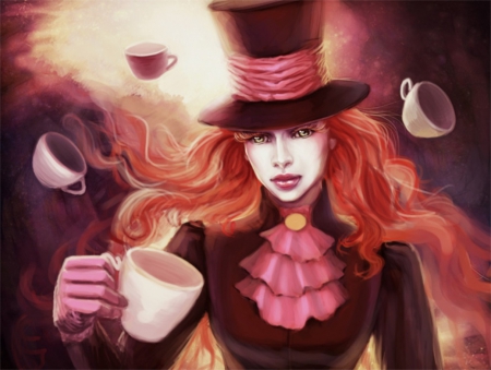 Mad Hatter - hat, art, madhatter, cup