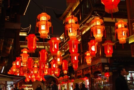 Shanghai lanters - love, lanterns, yellow, red