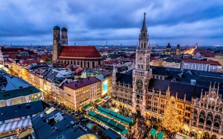 German Cityscape at Christmastime - christmas, germany, cityscapes, architecture