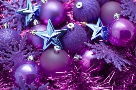 It`s Christmas time! - stars, purple, purple christmas, snow, ornaments