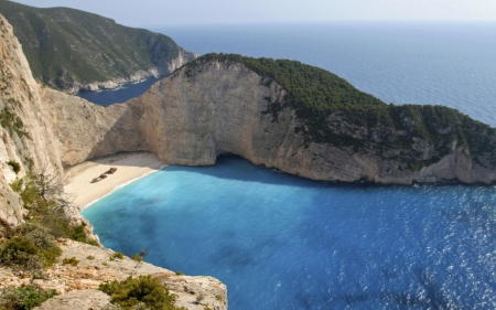 serene beach - beach, ocean, sand, cliff