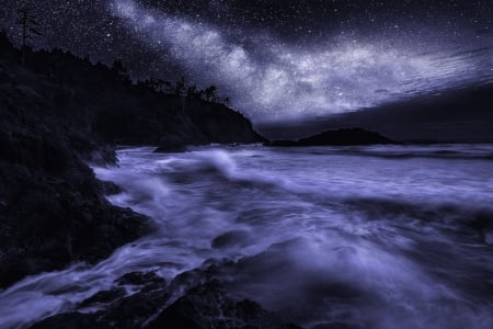 Milky Way - nature, night, milky way, ocean