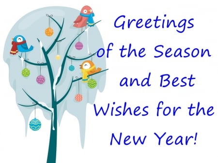 Greetings of the season - tree, winter, bird, christmas