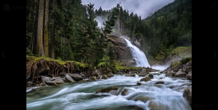 Krimmi Waterfall - fun, nature, cool, forest, river, waterfall