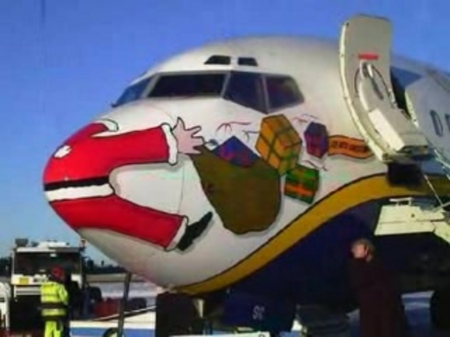 Santa Got Ran Over By An Airplane - airplane, christmas, xmas, holidays