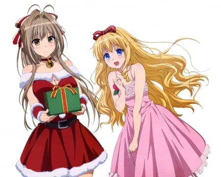 AmaBri - love, girls, gift, long hair, christmas, santa, pretty, amagi, anime, friends, manga