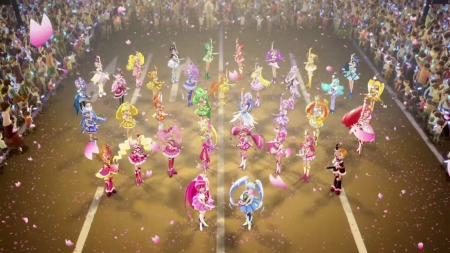 Dancing Floor - pretty, anime, kawaii, female, myoudouin itsuki, scene, team, dress, light, long hair, group, dancing, nice, gown, anime girl, girl, itsuki, lovely, sweet, pretty cure, glow, glowing, precure, itsuki myoudouin, magical girl, cute, myoudouin, dance