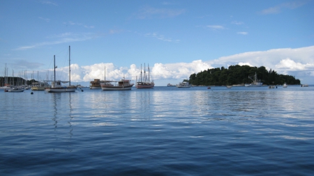 Port - cloud, port, ships, sea