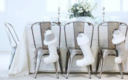 Merry Christmas - decor, socks, chair, christmas