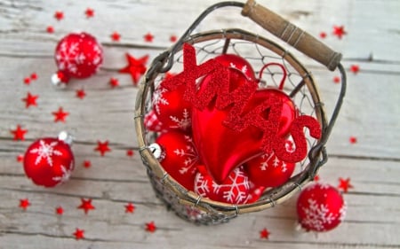 Christmas Balls - balls, red, bucket, decor, christmas