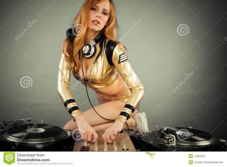 Let the music play...  - vinyl, lady, sexy, girl, night, music, party, dj