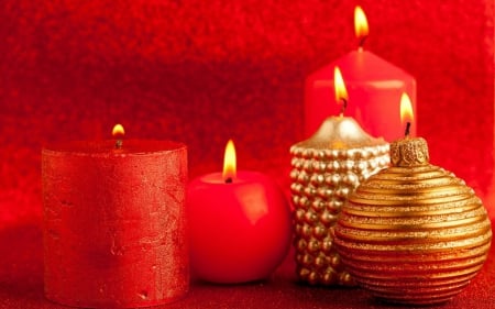 Christmas Candles - candles, Christmas, red, decor