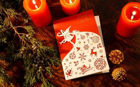 Christmas Card - candles, Christmas, card, decor