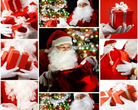 Merry Christmas - collage, Santa, Christmas, gifts