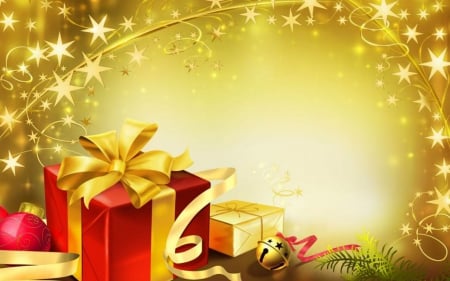 Merry Christmas - ribbon, gifts, sparks, christmas